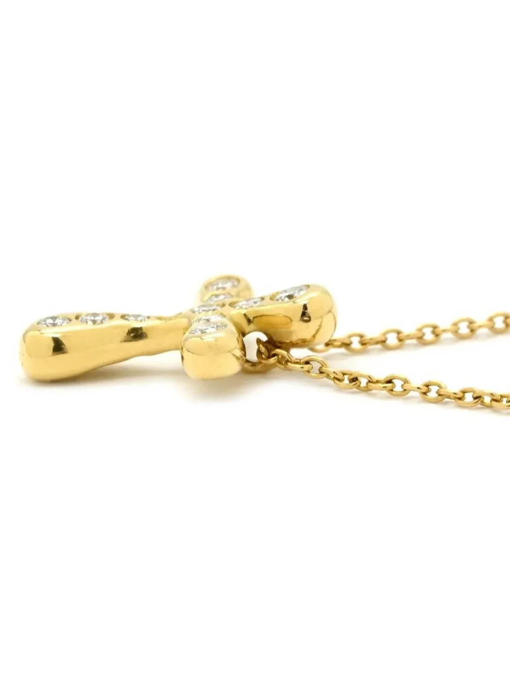 Tiffany & Co Necklace Dots Cross Diamond Yellow Gold Elsa Peretti Small